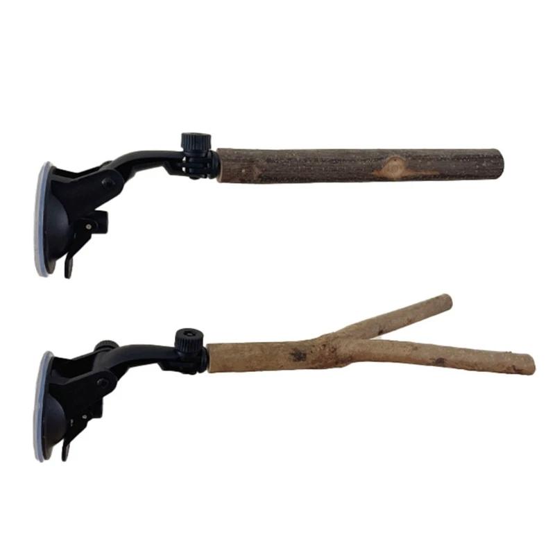 New Parrot Perch Birdcage Accessories Perches Stand Wood Perch Suction Cup Bird Toy