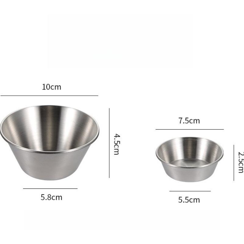 304 Stainless Steel Seasoning Dish Round Divided Small Plate Seasoning Sauce Dip Bowl Soy Spice Condiment Vinegar Containers