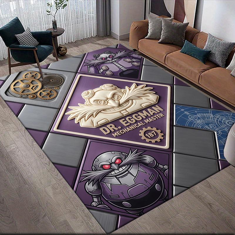Dr Eggman Home Sofa Decoration for Living Room & Bedroom, Non‑Slip Play Flannel Floor Mat for Game Room