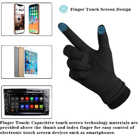 Winter Suede Gloves Women, Warm Wool Lining Touchscreen Texting
