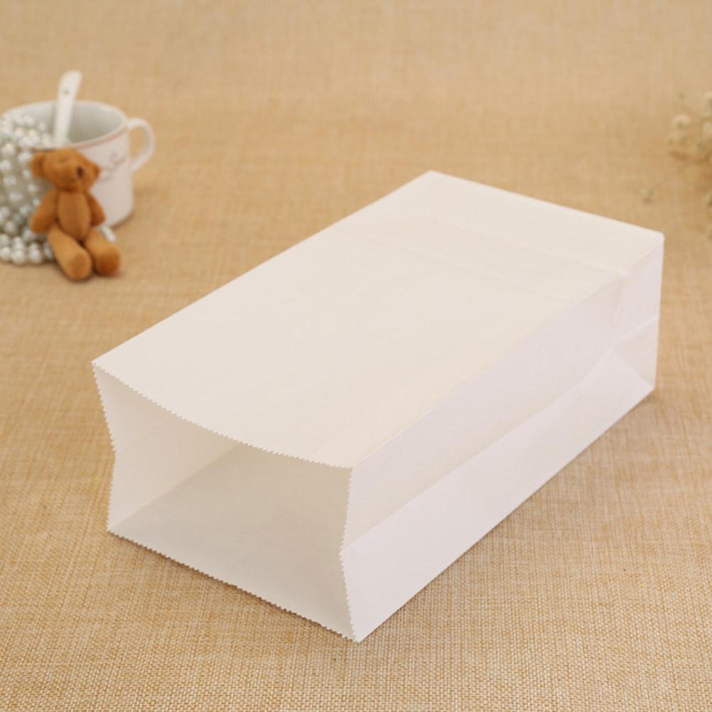 50Pcs Eco Friendly Kraft Paper Bags Square Bottom Grease Resistant Waterproof for Party Favors Small Gifts Baked Goods Snacks