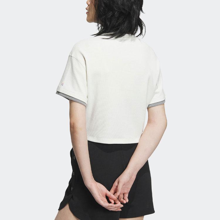 Adidas Originals Trefoil Short Sleeve Tee With Logo Embroidery Women Tops Han-Jade-White IK8671