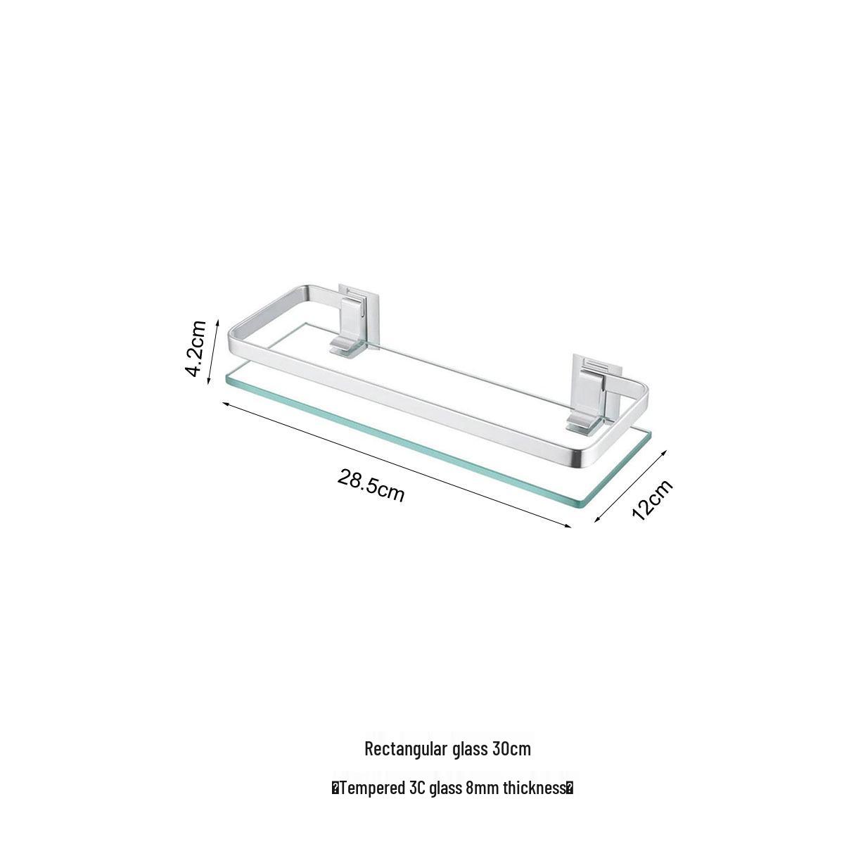 

Space Aluminum Glass Shelf - Multi-size, Single or Double Layer Rectangular Bathroom Storage Shelf.