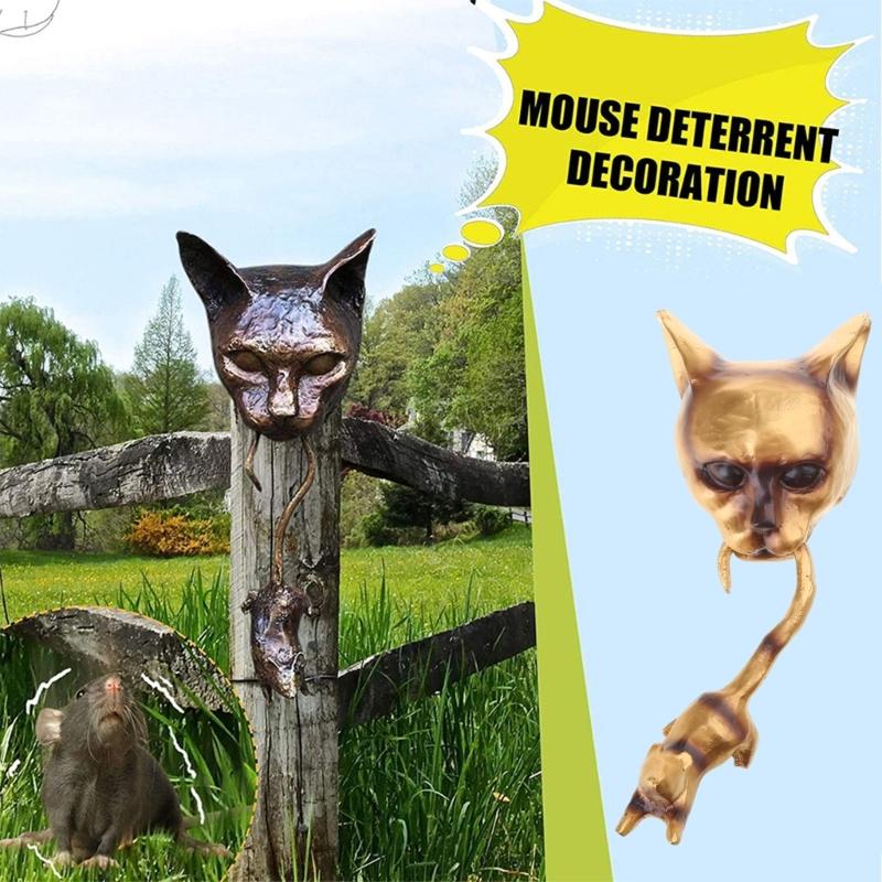 Cats Door Knocker Sculpture Cats & Mouse Ornaments Decorative Cats Mouse Deterrent Decoration Front Door Wall H