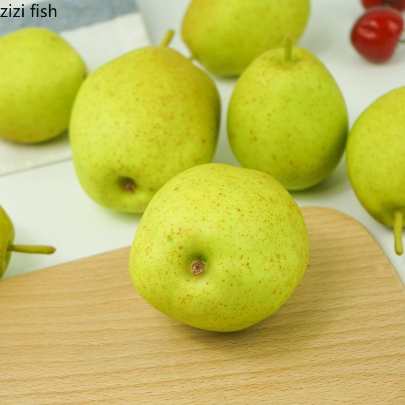 Simulated Korla Fragrant Pear Simulated Fruit Model Sculpture Green Artificial Fruits Fake Fruit Ornaments Pear Model Decoration
