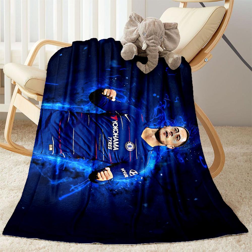 Chelsea Fc Player Portrait Blanket Comfortable Great for Bed Livingroom Seaside All-Season Use Modern Style