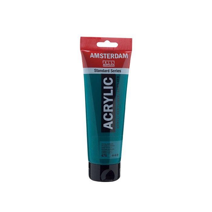 Peinture Acrylique en tube - Vert phtalo - 675 - Amsterdam - 250ml