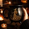 Kaffee Milch Heiße Schokolade Tasse Halloween Hexe Kessel Tasse, 350ml Vintage Gotisch Dreibeiniger Zaubertopf, Tasse für Schwarze Katze Keramik Haus Und Büro Dekoration Drei