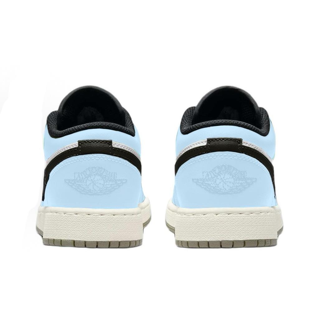 Jordan Air Jordan 1 Sea Salt Blue Leather Abrasion Resistant Low top Basketball Shoes Unisex Blue 553558-092(Team1119-)