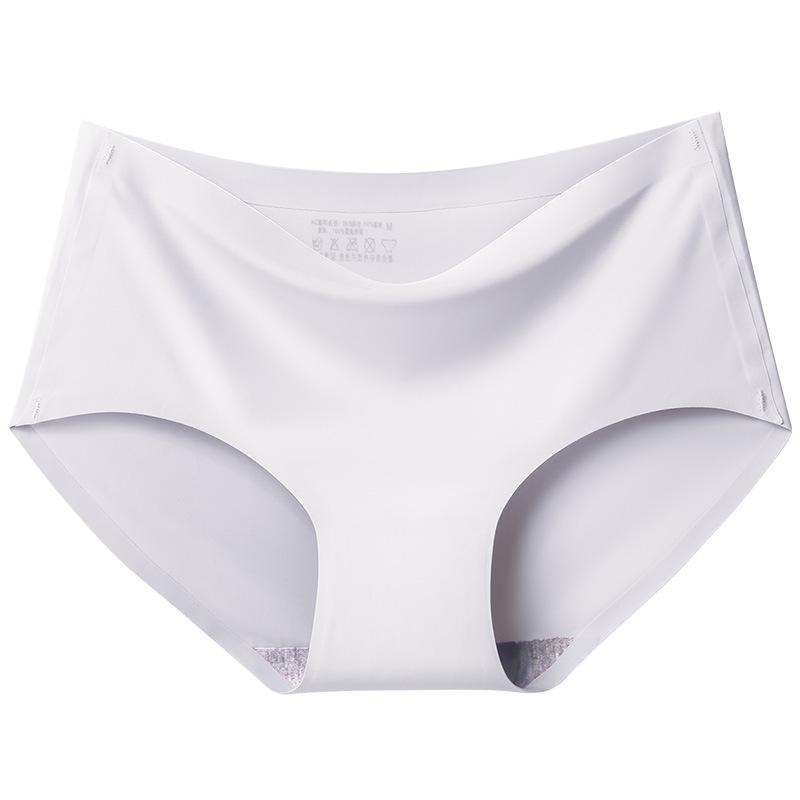 Best-Selling Seamless Ice Silk Mid-Waist Panties - Plus Size Women's Solid Color Triangle 810