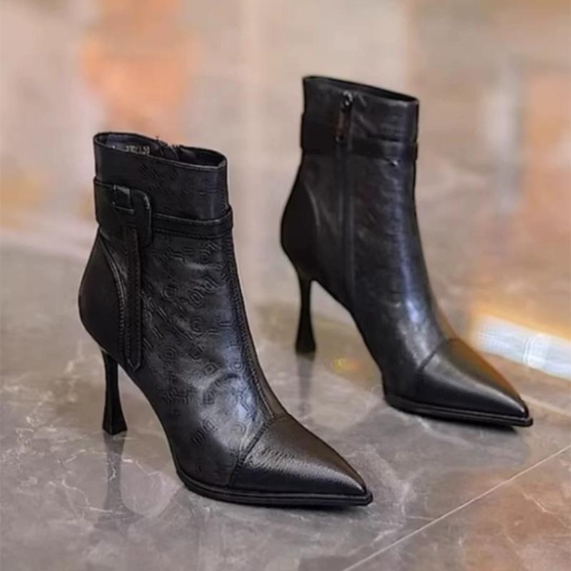 High Heels Ankle Women's Boots Pointed Toe Sexy Shoes for Women 2025 New Side Zip Classic Daily Boots Women Boots Heels