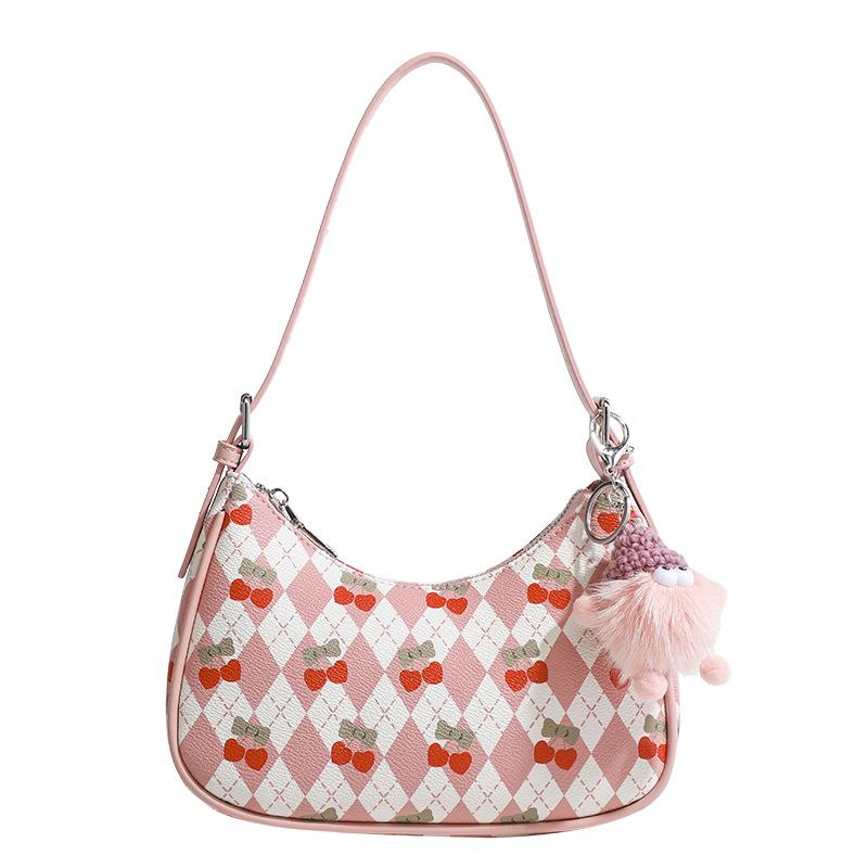 Autumn Strawberry Crescent Bag Niche Design High-End Texture Portable Underarm Bag Fashionable Versatile Bag