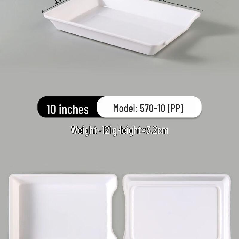 Commercial Plastic Rectangular Serving Trays for Skewers & BBQ 10-inch