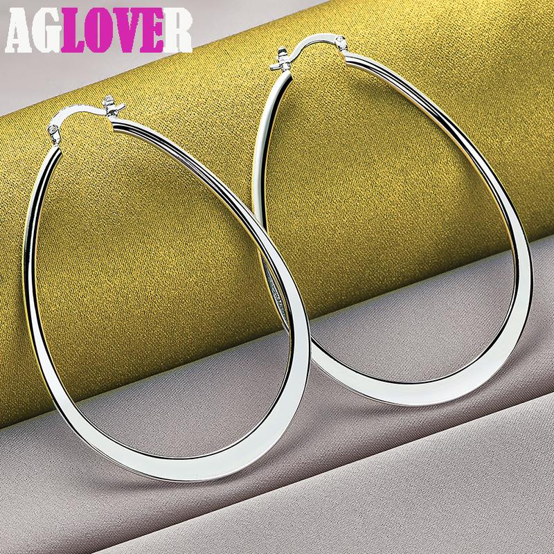 925 Sterling Silver Smooth Big Circle Hoop Earring Jewelry