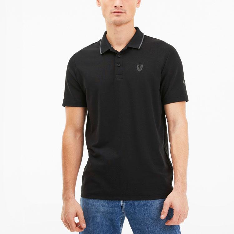 Puma X Spolupráce Ferrari Závodní série Ferrari Ležérní logo Krátký rukáv Pánská polokošile Polokošile Černá 596124-01