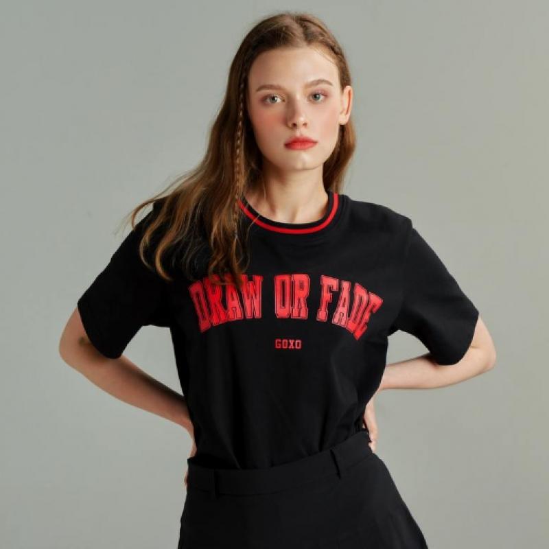 Goxo Round ShorT Sleeve T shirT Black Drawfade
