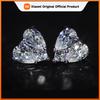 Huitan New Trendy Heart Stud Earrings for Bridal Wedding Engagement Silver Color Aesthetic Earrings High Quality Women's Jewelry