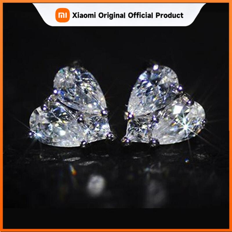 Xiaomi Huitan New Trendy Heart Stud Earrings for Bridal Wedding Engagement Silver Color Aesthetic Earrings High Quality Women's Jewelry