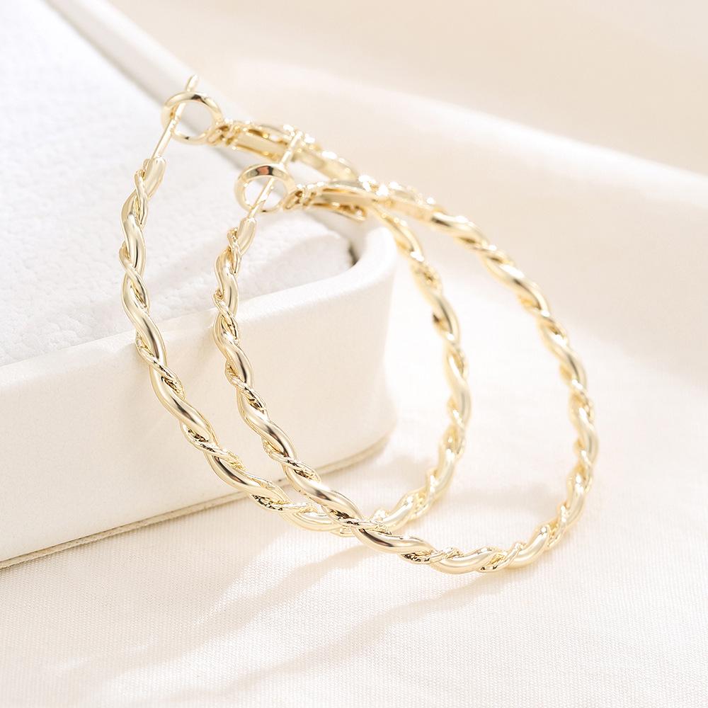 Elegant European & American Geometric Twisted Metal Hoop Earrings