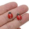 10Pcs Gold Plated Enamel Flower Ladybug Charm Connectors For Jewelry Making Bracelet Accessories Diy Findings 18X15Mm