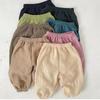 Children's Summer Retro Solid-Color Pants: Small Kids' Cuffed Casual Pants, Mosquito-Repellent Long Pants