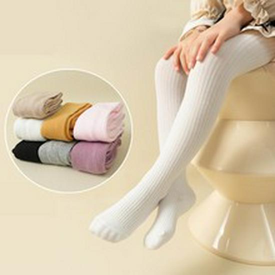 Dziewczęce Wszechstronne Bawełniane Legginsy 9/10 w Jednolitym Białym Kolorze na Wiosnę/Jesień