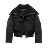 Autumn Winter Women Fake Two Pieces Padded Jacket Turn-down Collar Crop Down Jacket Korean Thick Parkas Outwears Designer