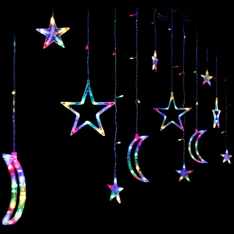 Jianyixiong LED Star Moon Curtain String Lights