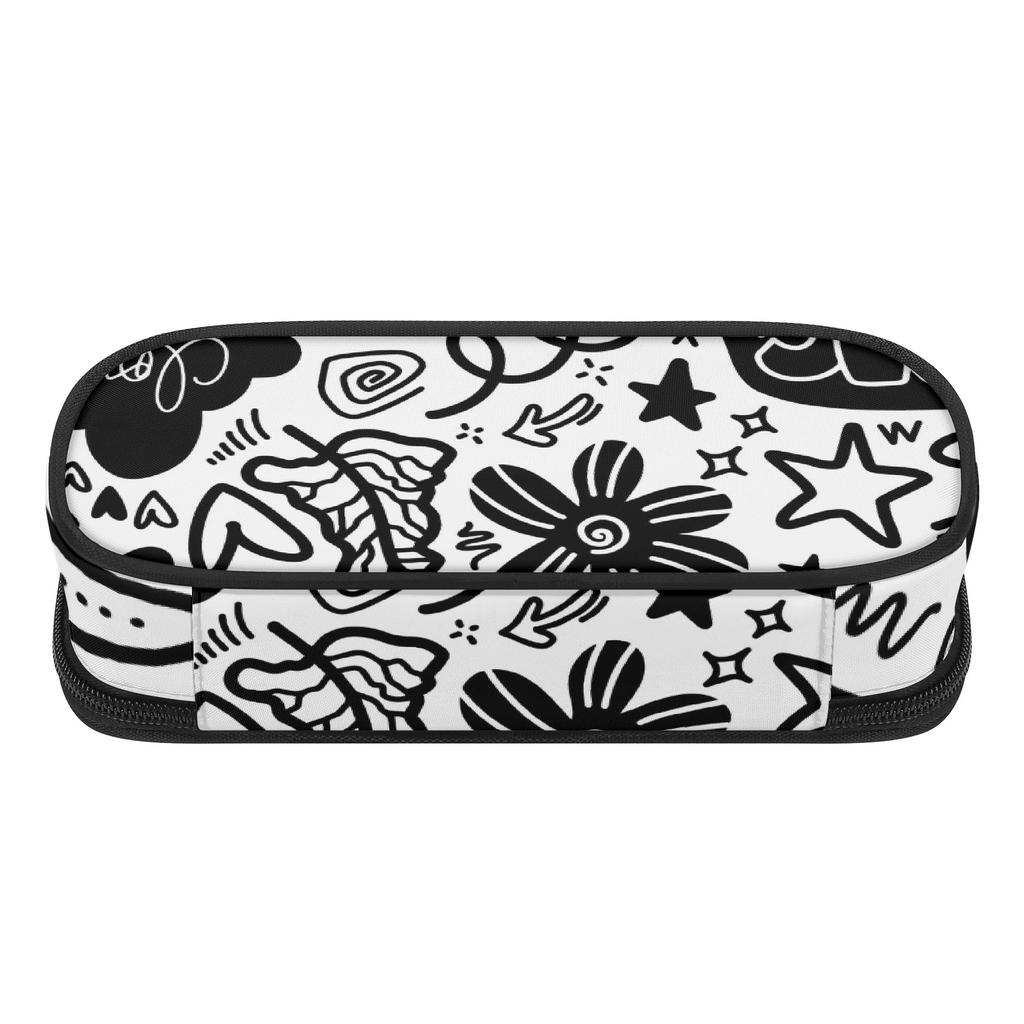 Pencil Pouch Neat Design 300D Polyester Secure Zipper Closure with Main Compartment Mesh Pocket and Pen Slots for Daily School Use