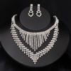 Exquisite Luxury Temperament Necklace Earrings Set Banquet Dress Full Diamond Fringe Jewelry Fashion Versatile Bridal Jewelry