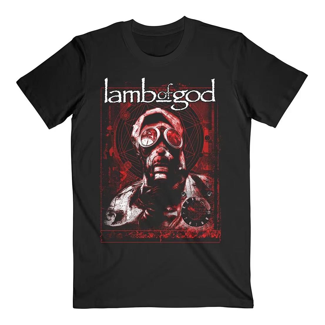 

Lamb Of God New Black T-Shirt Gas Mask Waves Band Concert Tee Graphic T Shirts Mens women T Shirts S