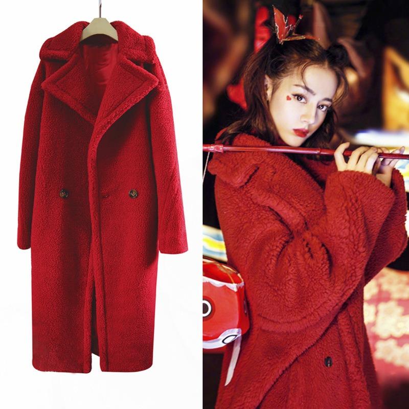 Imitation fur 2 particles imitation wool coat long coat teddy bear imitation fur long coat