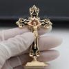 Goldene Kreuz-Ornamente Doppelseitiges Klebeband Emaille-Ornamente Metall-Dekorationen Schreibtisch-Dekor Wohnkultur Jesus-Kreuz-Ikone