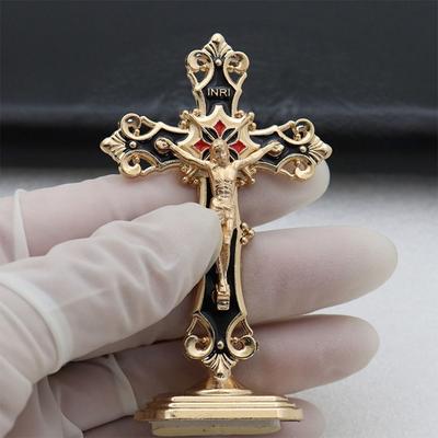 Golden Cross Ornaments Double-sided Tape Enamel Ornaments Metal Decorations Desktop Decor Home Decor Jesus Cross Icon