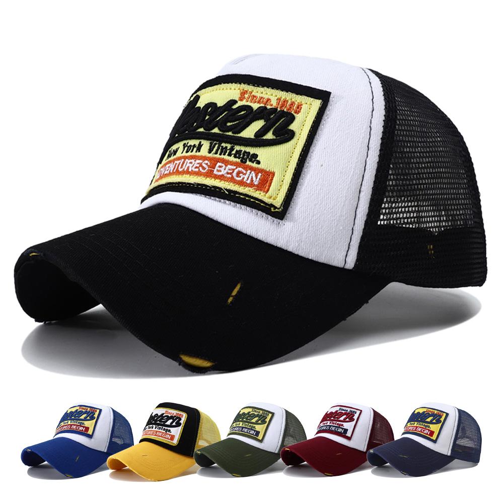 Neue Baseballkappe mit Buchstabenstickerei für Herren mit Netz-Snapback-Hut Chapeau Homme Sommer Atmungsaktiv Y2K Trucker Caps für Damen