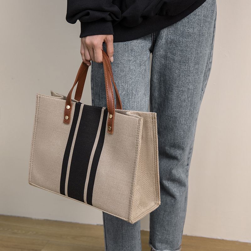 

Satchel Summer Mummy Linen Crossbody Shoulder Bag Stripes Black-small size