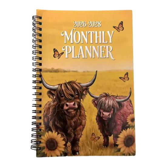 2026-2028 Månedlig Planlegger 3-års Planlegger Bok Jan. 2026 - Des. 2028 36-måneders kalender med tvillingtrådbinding for skolearbeid