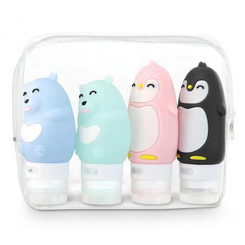 1 Stück Tragbarer Niedlicher Cartoon Bär Pinguin Tier Silikon Reiseetui Organizer Shampoo Duschgel Lotion Aufbewahrung Nachfüllbare Flasche