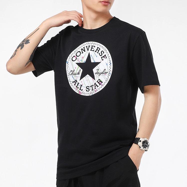 Converse T Shirts Men's Black Crew Neck Moderate Straight Fit 10021506-A01