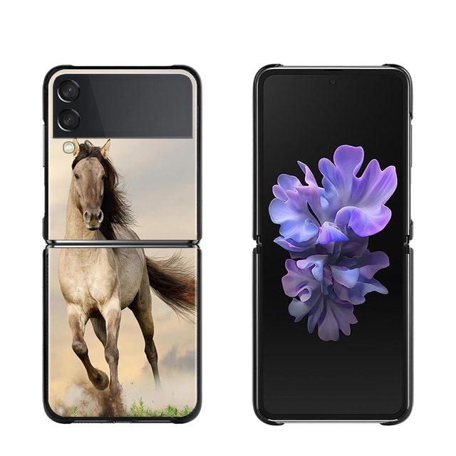 

Чехол для телефона Samsung Galaxy Z Flip3 5g, чехол для Samsung Z Flip Capa Black Shell Hard Fundas Running Horses For Samsung Z Flip