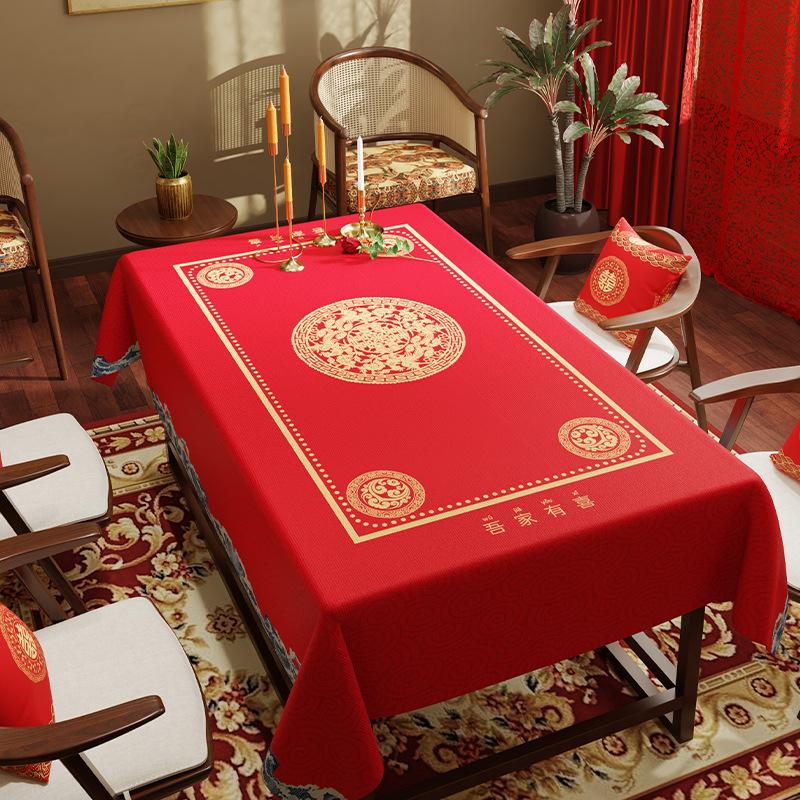 Wedding Red Dining Table Tablecloth Wedding Room Festive Atmosphere Tablecloth Living Room Coffee Table Tablecloth Rectangular