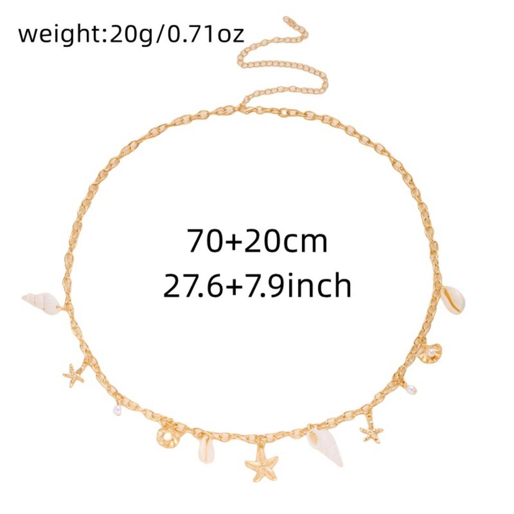 Metal Starfish Shell Imitation Pearl Waist Chain For Women Men Beach Fashion Summer Vacation Sea Star Belly Chain Body Jewelry