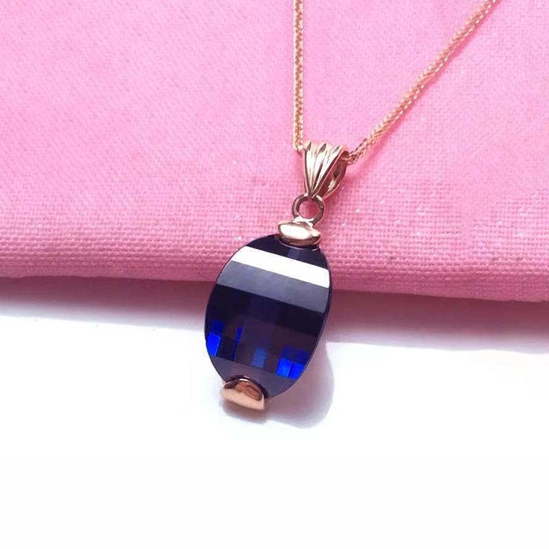 Purple Gold Egg Surface Ruby Pendant Simple Atmosphere Plated Rose Gold Ingot Pendant Jewelry Women