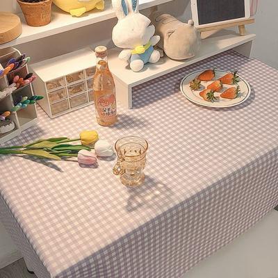 Dust-proof Plaid Tablecloth 120x120cm Rectangular Ins Table Cloth Stain Resistant Washable Dining Table Protector Café Table