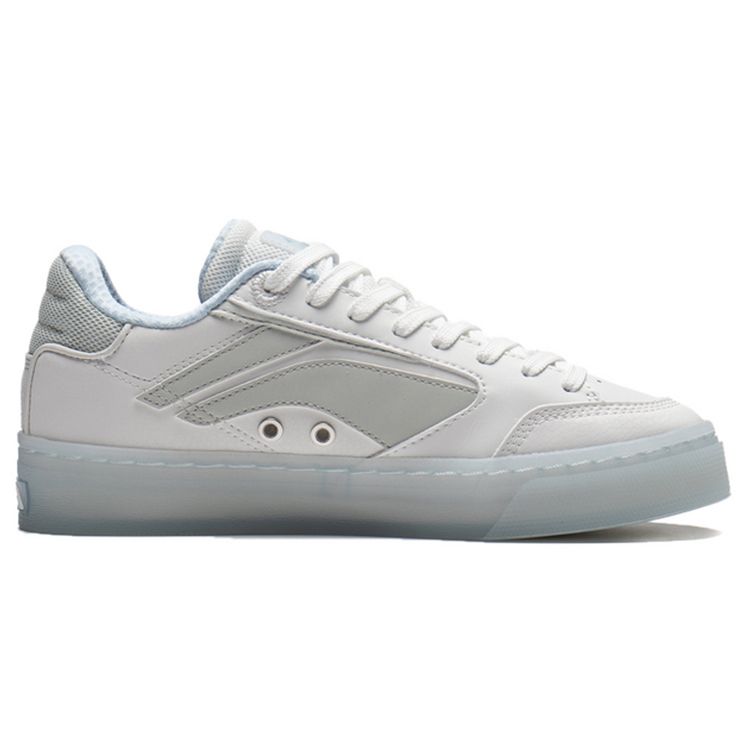 Li Ning We Wo Low Synthetic Leather Slip Resistant Durable Lightweight Low Top Skate Shoes Women Sneakers Frost-White AECS018-1