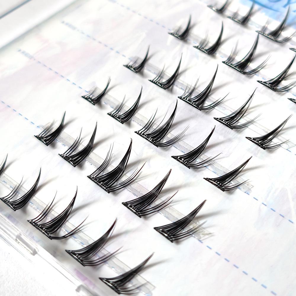 Butterfly Girl Adhesive-Free Sunflower Manga V-Shape Natural False Eyelashes for Halloween Cosplay