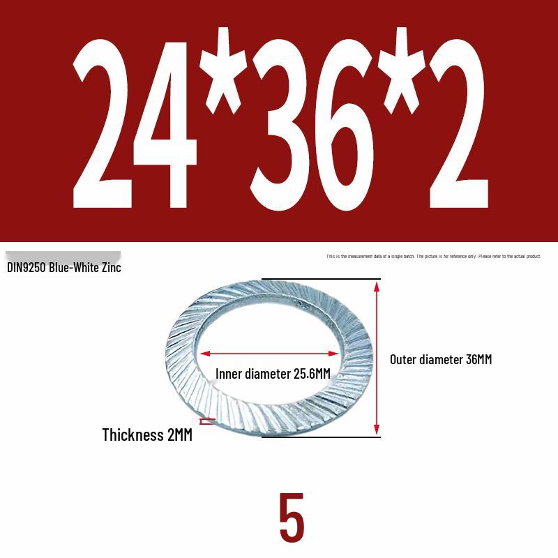Double-Sided Serrated Lock Washer, 65Mn Steel & 304 Stainless, Anti-Loosening & Anti-Slip, Self-Locking
