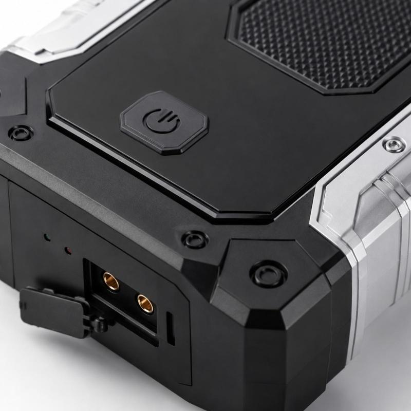 Car Starter for Depleted 12V Vehicle Batteries, with Digital Battery Display, USB Output, Integrated LED Light, Starter-Clamp Cable, and Zippered Case