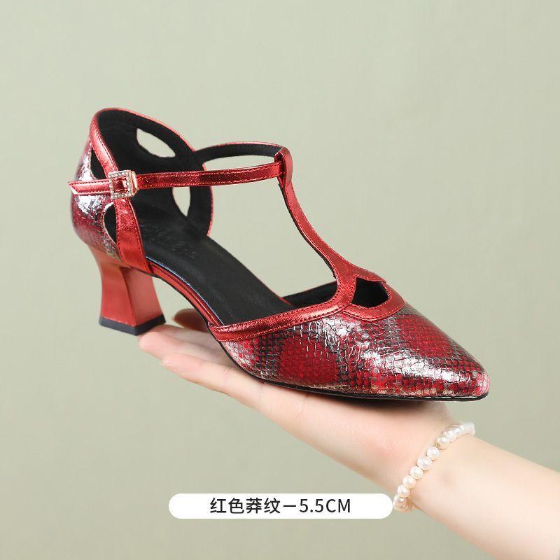 2025 New Women's Latin Dance Shoes Closed Head Women's Tango Dance Shoes Women's Salsa Party Dance Shoes High Heels 4.5/5.5CM