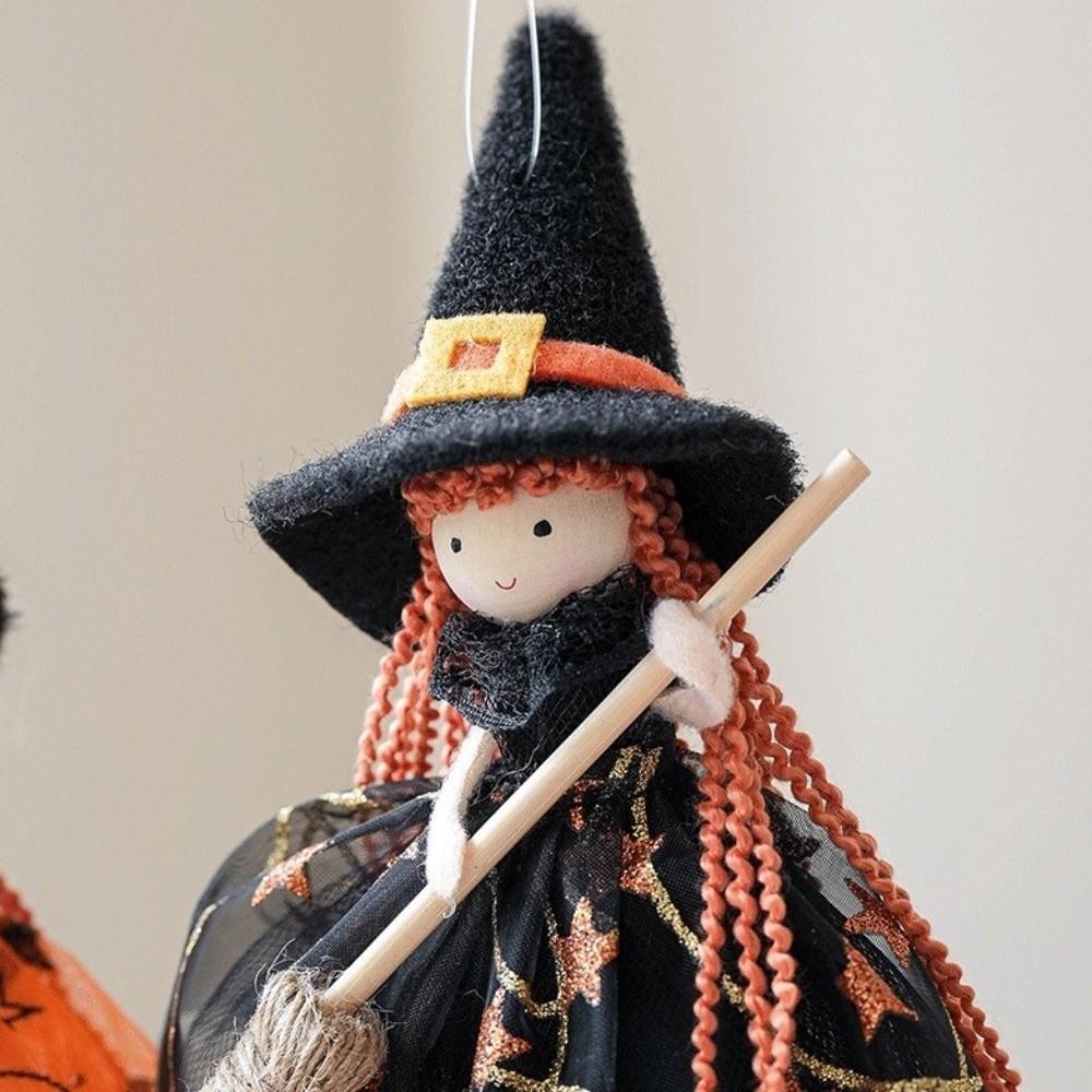 Kid Toy Halloween Witch Dolls Bell Foot Witch Figurine Handicraft  for Christmas Tree